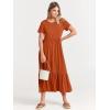 image:imageANRABESS Womens 2026 Summer Casual Maxi Dress A line Tiered Flowy Short Sleeve Crewneck T Shirt Beach Travel Long DressesBrick Red
