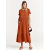 image:imageANRABESS Womens 2026 Summer Casual Maxi Dress A line Tiered Flowy Short Sleeve Crewneck T Shirt Beach Travel Long DressesBrick Red