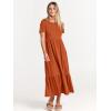 image:imageANRABESS Womens 2026 Summer Casual Maxi Dress A line Tiered Flowy Short Sleeve Crewneck T Shirt Beach Travel Long DressesBrick Red