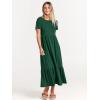 image:imageANRABESS Womens 2026 Summer Casual Maxi Dress A line Tiered Flowy Short Sleeve Crewneck T Shirt Beach Travel Long DressesDeep Green