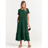 image:imageANRABESS Womens 2026 Summer Casual Maxi Dress A line Tiered Flowy Short Sleeve Crewneck T Shirt Beach Travel Long DressesDeep Green