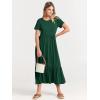 image:imageANRABESS Womens 2026 Summer Casual Maxi Dress A line Tiered Flowy Short Sleeve Crewneck T Shirt Beach Travel Long DressesDeep Green