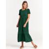 image:imageANRABESS Womens 2026 Summer Casual Maxi Dress A line Tiered Flowy Short Sleeve Crewneck T Shirt Beach Travel Long DressesDeep Green