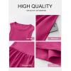 image:imageANRABESS Womens 2026 Summer Casual Maxi Dress A line Tiered Flowy Short Sleeve Crewneck T Shirt Beach Travel Long DressesHot Pink