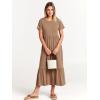 image:imageANRABESS Womens 2026 Summer Casual Maxi Dress A line Tiered Flowy Short Sleeve Crewneck T Shirt Beach Travel Long DressesKhaki