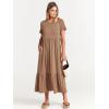 image:imageANRABESS Womens 2026 Summer Casual Maxi Dress A line Tiered Flowy Short Sleeve Crewneck T Shirt Beach Travel Long DressesKhaki