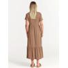 image:imageANRABESS Womens 2026 Summer Casual Maxi Dress A line Tiered Flowy Short Sleeve Crewneck T Shirt Beach Travel Long DressesKhaki