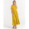 image:imageANRABESS Womens 2026 Summer Casual Maxi Dress A line Tiered Flowy Short Sleeve Crewneck T Shirt Beach Travel Long DressesMustrad Yellow