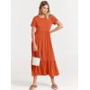 image:imageANRABESS Womens 2026 Summer Casual Maxi Dress A line Tiered Flowy Short Sleeve Crewneck T Shirt Beach Travel Long DressesOrange