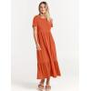 image:imageANRABESS Womens 2026 Summer Casual Maxi Dress A line Tiered Flowy Short Sleeve Crewneck T Shirt Beach Travel Long DressesOrange