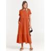 image:imageANRABESS Womens 2026 Summer Casual Maxi Dress A line Tiered Flowy Short Sleeve Crewneck T Shirt Beach Travel Long DressesOrange