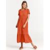 image:imageANRABESS Womens 2026 Summer Casual Maxi Dress A line Tiered Flowy Short Sleeve Crewneck T Shirt Beach Travel Long DressesOrange