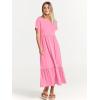 image:imageANRABESS Womens 2026 Summer Casual Maxi Dress A line Tiered Flowy Short Sleeve Crewneck T Shirt Beach Travel Long DressesPink