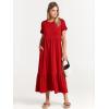 image:imageANRABESS Womens 2026 Summer Casual Maxi Dress A line Tiered Flowy Short Sleeve Crewneck T Shirt Beach Travel Long DressesRed