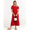 image:imageANRABESS Womens 2026 Summer Casual Maxi Dress A line Tiered Flowy Short Sleeve Crewneck T Shirt Beach Travel Long DressesRed