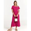 image:imageANRABESS Womens 2026 Summer Casual Maxi Dress A line Tiered Flowy Short Sleeve Crewneck T Shirt Beach Travel Long DressesRose