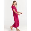 image:imageANRABESS Womens 2026 Summer Casual Maxi Dress A line Tiered Flowy Short Sleeve Crewneck T Shirt Beach Travel Long DressesRose