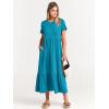 image:imageANRABESS Womens 2026 Summer Casual Maxi Dress A line Tiered Flowy Short Sleeve Crewneck T Shirt Beach Travel Long DressesSky Blue