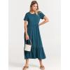 image:imageANRABESS Womens 2026 Summer Casual Maxi Dress A line Tiered Flowy Short Sleeve Crewneck T Shirt Beach Travel Long DressesTeal Blue