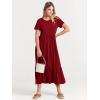 image:imageANRABESS Womens 2026 Summer Casual Maxi Dress A line Tiered Flowy Short Sleeve Crewneck T Shirt Beach Travel Long DressesWine Red