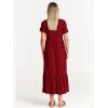 image:imageANRABESS Womens 2026 Summer Casual Maxi Dress A line Tiered Flowy Short Sleeve Crewneck T Shirt Beach Travel Long DressesWine Red