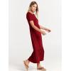 image:imageANRABESS Womens 2026 Summer Casual Maxi Dress A line Tiered Flowy Short Sleeve Crewneck T Shirt Beach Travel Long DressesWine Red