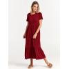 image:imageANRABESS Womens 2026 Summer Casual Maxi Dress A line Tiered Flowy Short Sleeve Crewneck T Shirt Beach Travel Long DressesWine Red