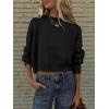 image:imageANRABESS Womens Cropped Sweaters Oversized Crewneck Long Batwing Sleeve Side Slit Ribbed Knit Pullover Tops 2025 Fall ClothesBlack