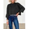 image:imageANRABESS Womens Cropped Sweaters Oversized Crewneck Long Batwing Sleeve Side Slit Ribbed Knit Pullover Tops 2025 Fall ClothesBlack
