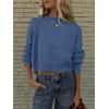 image:imageANRABESS Womens Cropped Sweaters Oversized Crewneck Long Batwing Sleeve Side Slit Ribbed Knit Pullover Tops 2025 Fall ClothesBlue