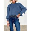 image:imageANRABESS Womens Cropped Sweaters Oversized Crewneck Long Batwing Sleeve Side Slit Ribbed Knit Pullover Tops 2025 Fall ClothesBlue