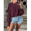 image:imageANRABESS Womens Cropped Sweaters Oversized Crewneck Long Batwing Sleeve Side Slit Ribbed Knit Pullover Tops 2025 Fall ClothesBurgundy