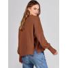 image:imageANRABESS Womens Cropped Sweaters Oversized Crewneck Long Batwing Sleeve Side Slit Ribbed Knit Pullover Tops 2025 Fall ClothesCaramel