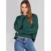 image:imageANRABESS Womens Cropped Sweaters Oversized Crewneck Long Batwing Sleeve Side Slit Ribbed Knit Pullover Tops 2025 Fall ClothesDark Green