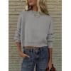 image:imageANRABESS Womens Cropped Sweaters Oversized Crewneck Long Batwing Sleeve Side Slit Ribbed Knit Pullover Tops 2025 Fall ClothesGrey