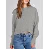 image:imageANRABESS Womens Cropped Sweaters Oversized Crewneck Long Batwing Sleeve Side Slit Ribbed Knit Pullover Tops 2025 Fall ClothesGrey