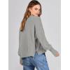 image:imageANRABESS Womens Cropped Sweaters Oversized Crewneck Long Batwing Sleeve Side Slit Ribbed Knit Pullover Tops 2025 Fall ClothesGrey