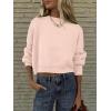 image:imageANRABESS Womens Cropped Sweaters Oversized Crewneck Long Batwing Sleeve Side Slit Ribbed Knit Pullover Tops 2025 Fall ClothesPink Khaki