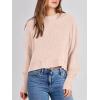 image:imageANRABESS Womens Cropped Sweaters Oversized Crewneck Long Batwing Sleeve Side Slit Ribbed Knit Pullover Tops 2025 Fall ClothesPink Khaki