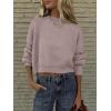 image:imageANRABESS Womens Cropped Sweaters Oversized Crewneck Long Batwing Sleeve Side Slit Ribbed Knit Pullover Tops 2025 Fall ClothesRed Apricot