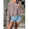 image:imageANRABESS Womens Cropped Sweaters Oversized Crewneck Long Batwing Sleeve Side Slit Ribbed Knit Pullover Tops 2025 Fall ClothesRed Apricot