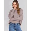image:imageANRABESS Womens Cropped Sweaters Oversized Crewneck Long Batwing Sleeve Side Slit Ribbed Knit Pullover Tops 2025 Fall ClothesRed Apricot