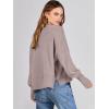 image:imageANRABESS Womens Cropped Sweaters Oversized Crewneck Long Batwing Sleeve Side Slit Ribbed Knit Pullover Tops 2025 Fall ClothesRed Apricot