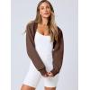 image:imageANRABESS Womens Cropped Sweatshirt Long Sleeve Bolero Cardigan Open Front Shrug Workout Thumb Hole Y2K Tops Preppy ClothesBrown