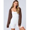 image:imageANRABESS Womens Cropped Sweatshirt Long Sleeve Bolero Cardigan Open Front Shrug Workout Thumb Hole Y2K Tops Preppy ClothesBrown