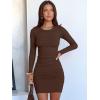 image:imageANRABESS Womens Fall Long Sleeve Short Dress Rib Knit 2025 Fashion Basic Slim Fit Party Cocktail Night Bodycon Mini DressesBrown