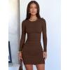image:imageANRABESS Womens Fall Long Sleeve Short Dress Rib Knit 2025 Fashion Basic Slim Fit Party Cocktail Night Bodycon Mini DressesBrown