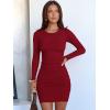 image:imageANRABESS Womens Fall Long Sleeve Short Dress Rib Knit 2025 Fashion Basic Slim Fit Party Cocktail Night Bodycon Mini DressesBurgundy
