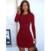 image:imageANRABESS Womens Fall Long Sleeve Short Dress Rib Knit 2025 Fashion Basic Slim Fit Party Cocktail Night Bodycon Mini DressesBurgundy