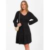 image:imageANRABESS Womens Long Lantern Sleeve Ribbed Knit Dresses V Neck Casual 2025 Fall Winter Flowy Swing Tunic Sweater Short DressBlack